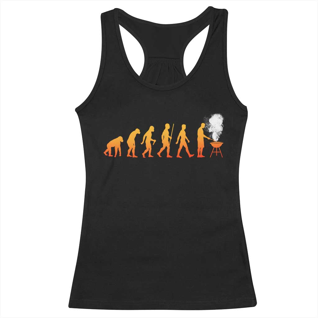 Funny BBQ Racerback Tank Top Evolution Of Grill Master Grilling Gifts Meat Smoking