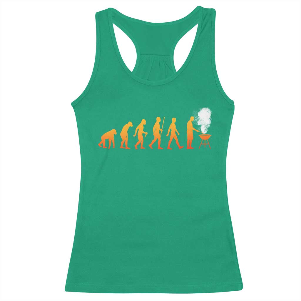Funny BBQ Racerback Tank Top Evolution Of Grill Master Grilling Gifts Meat Smoking