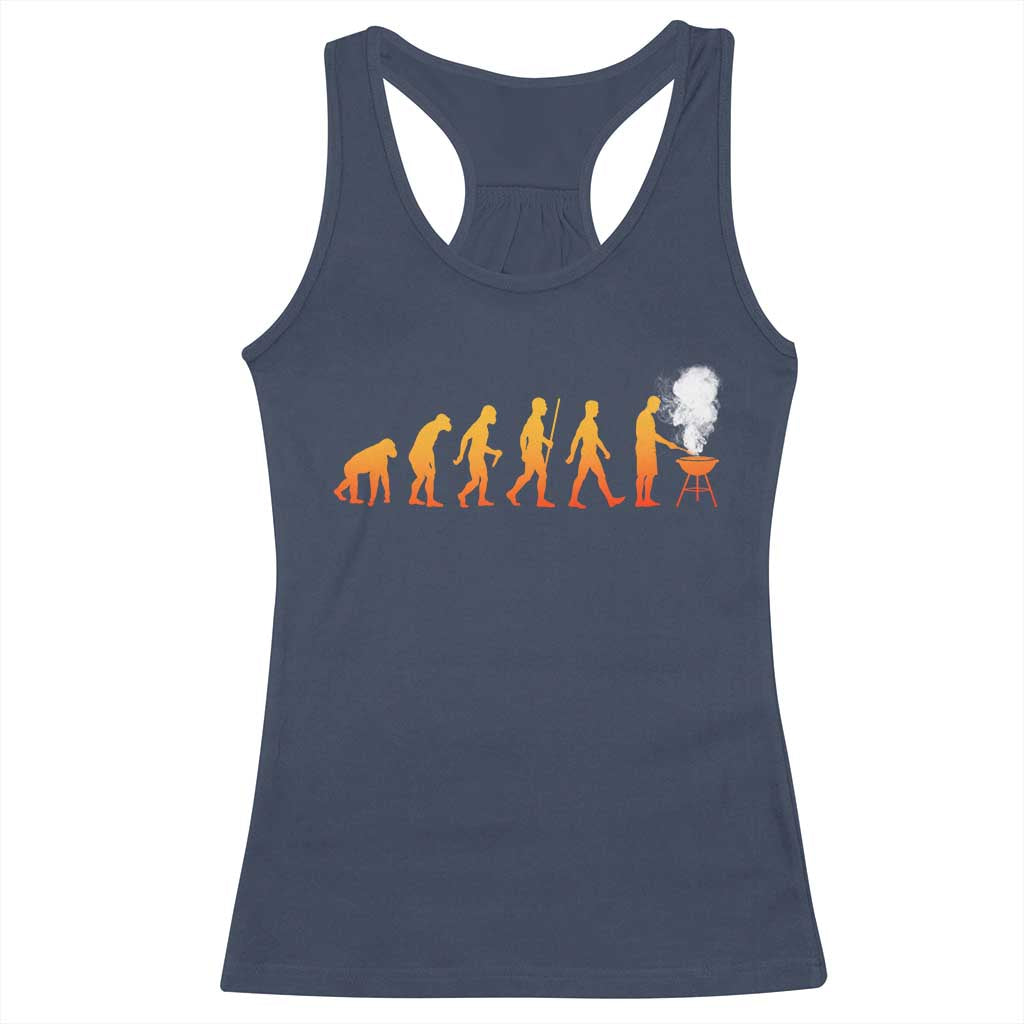 Funny BBQ Racerback Tank Top Evolution Of Grill Master Grilling Gifts Meat Smoking