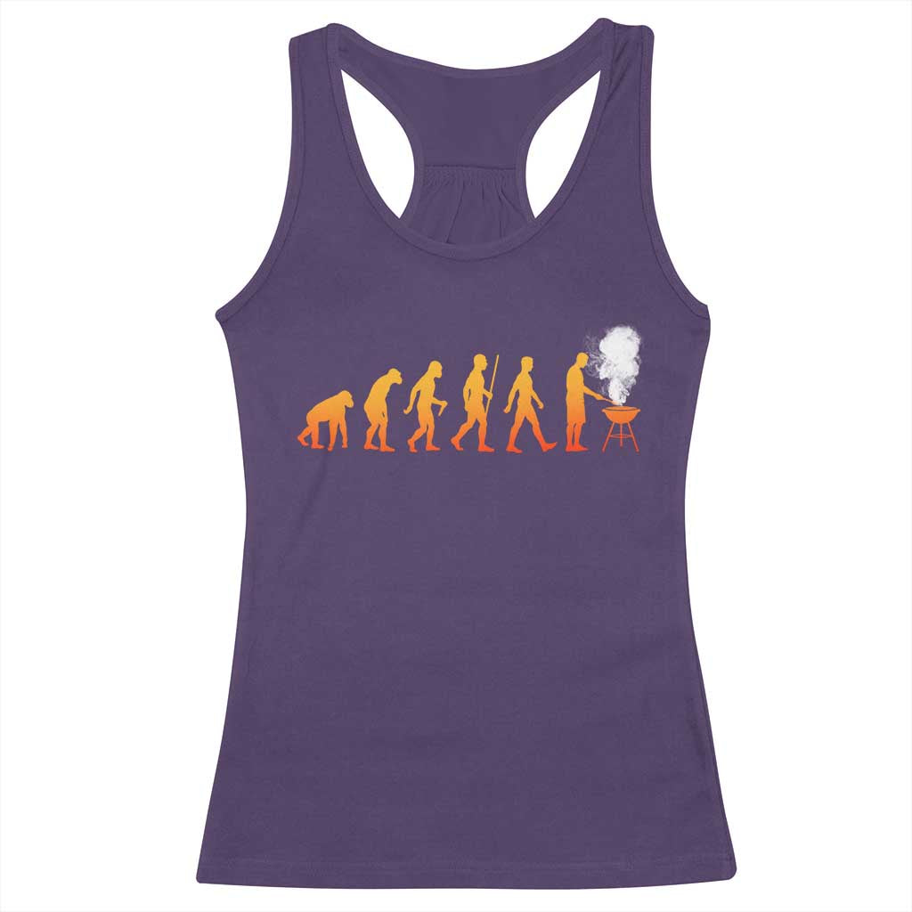 Funny BBQ Racerback Tank Top Evolution Of Grill Master Grilling Gifts Meat Smoking