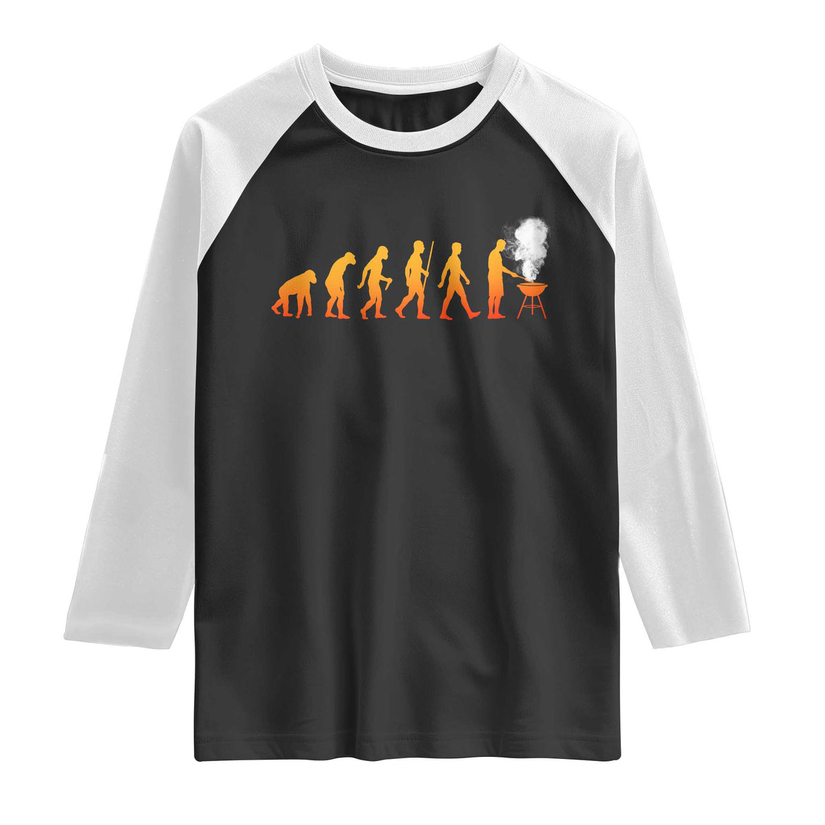 Funny BBQ Raglan Shirt Evolution Of Grill Master Grilling Gifts Meat Smoking