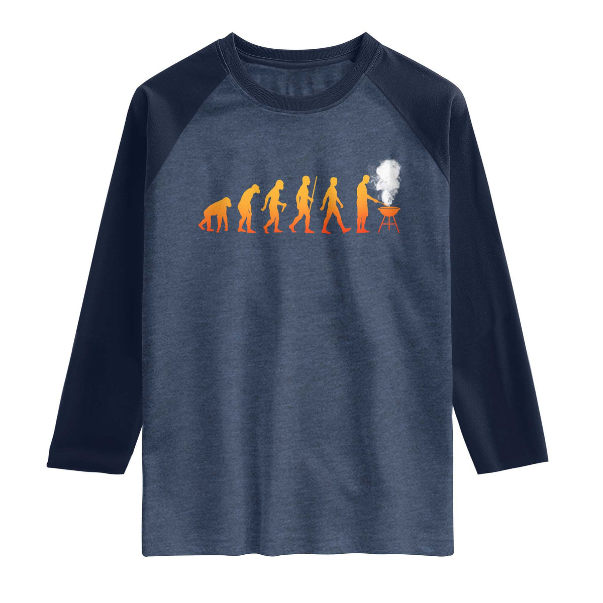Funny BBQ Raglan Shirt Evolution Of Grill Master Grilling Gifts Meat Smoking