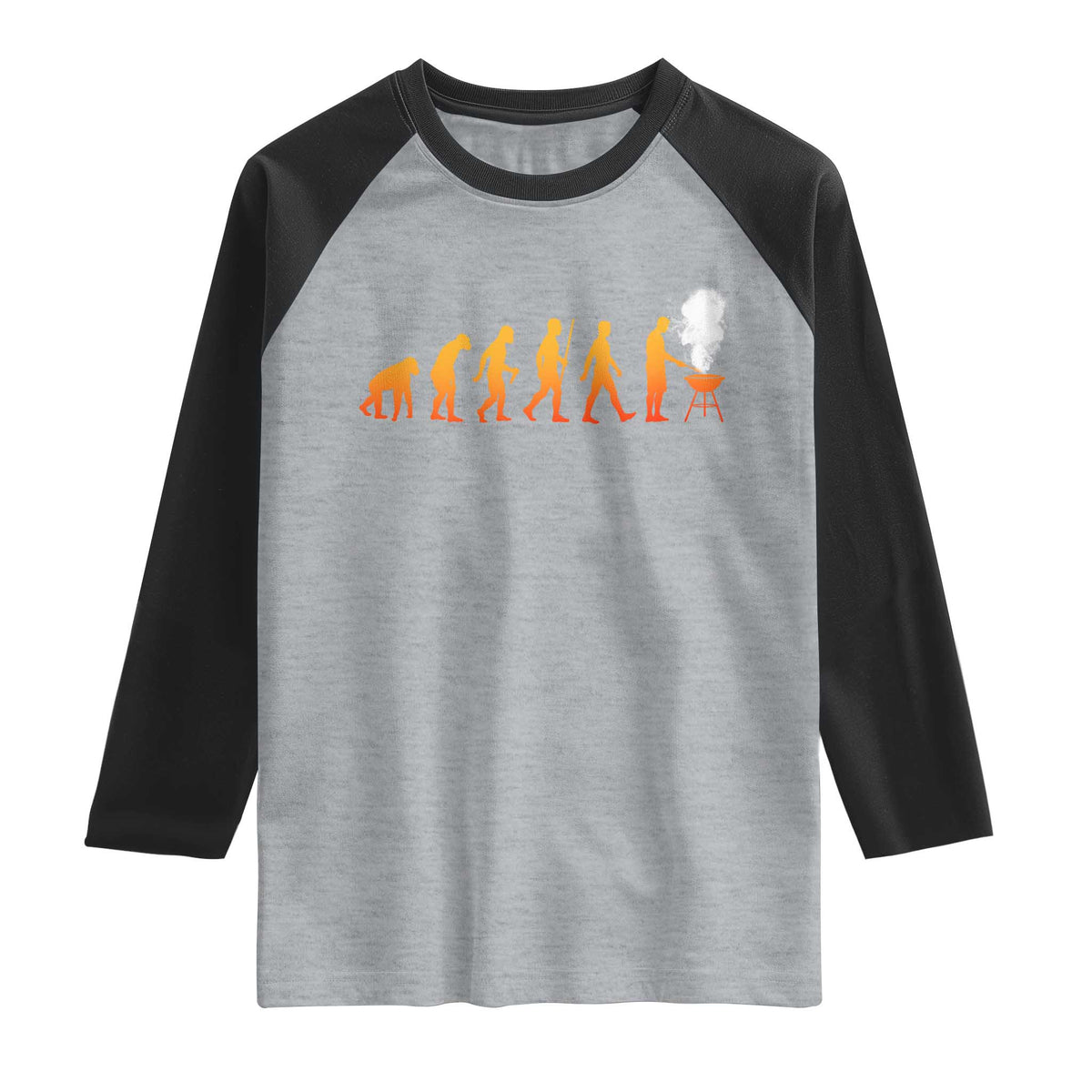 Funny BBQ Raglan Shirt Evolution Of Grill Master Grilling Gifts Meat Smoking