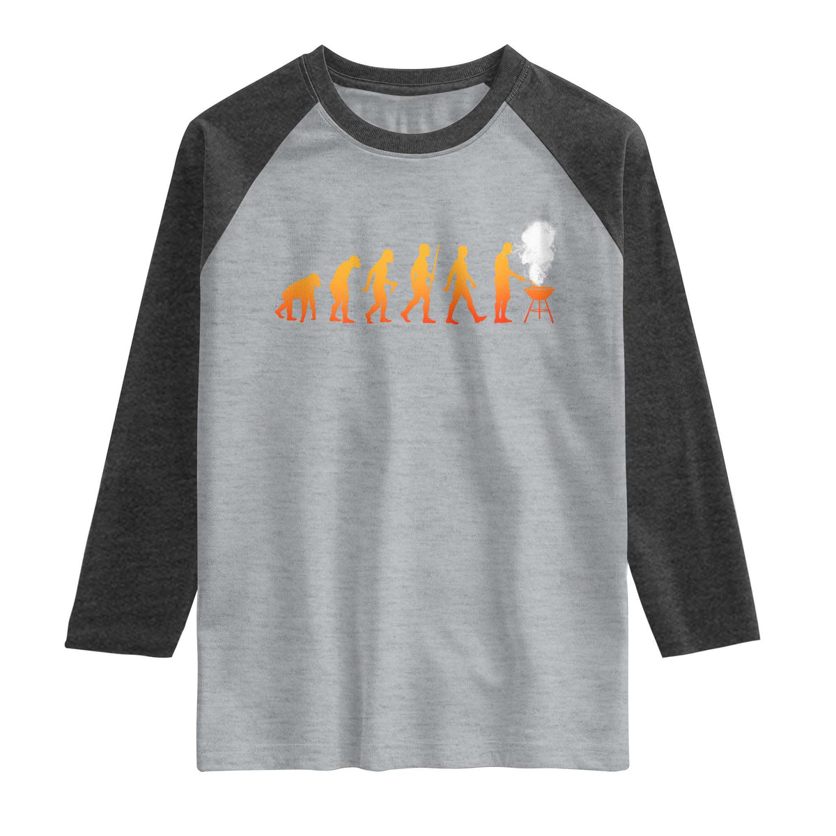 Funny BBQ Raglan Shirt Evolution Of Grill Master Grilling Gifts Meat Smoking