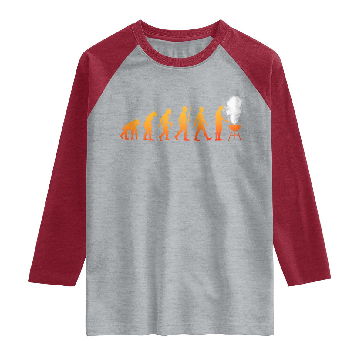 Funny BBQ Raglan Shirt Evolution Of Grill Master Grilling Gifts Meat Smoking