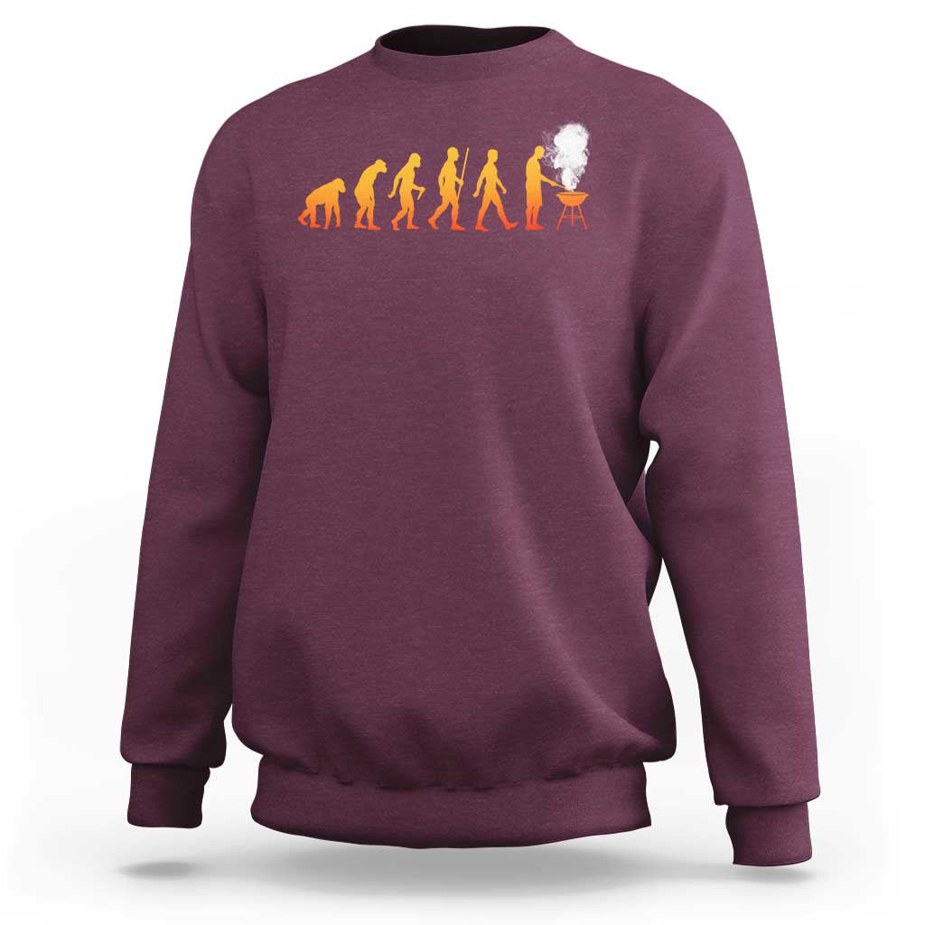Funny BBQ Sweatshirt Evolution Of Grill Master Grilling Gifts Meat Smoking