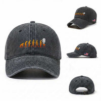 Funny BBQ Washed Cotton Baseball Cap Evolution Of Grill Master Grilling Gifts Meat Smoking