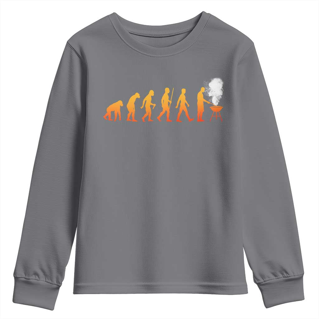 Funny BBQ Youth Sweatshirt Evolution Of Grill Master Grilling Gifts Meat Smoking