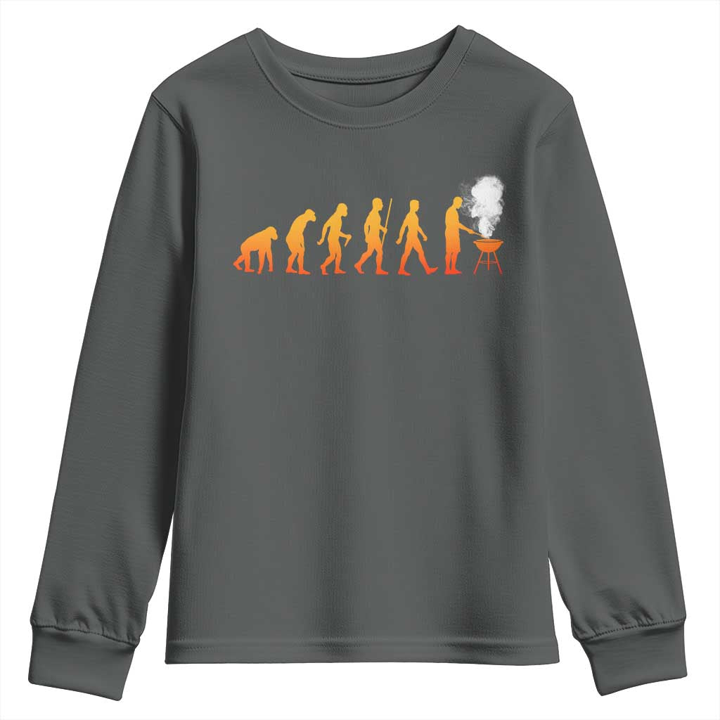 Funny BBQ Youth Sweatshirt Evolution Of Grill Master Grilling Gifts Meat Smoking