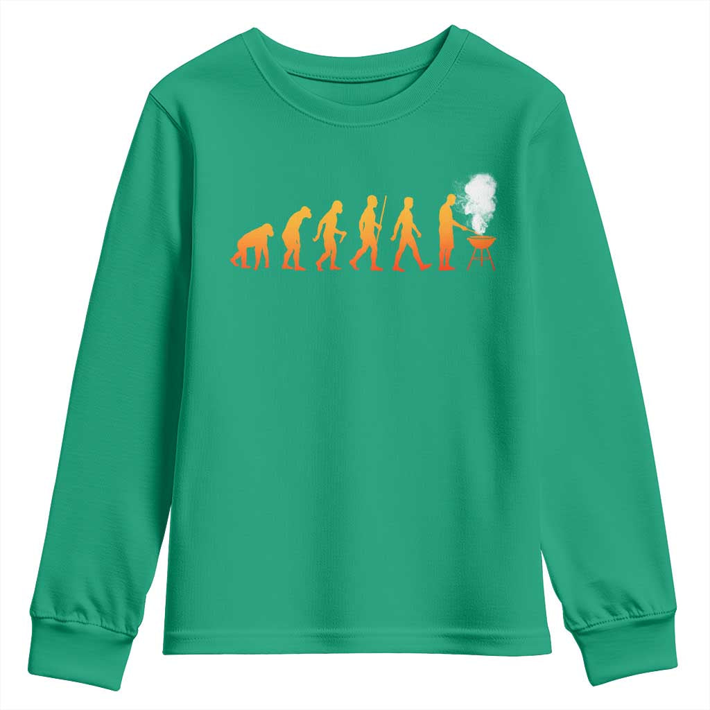 Funny BBQ Youth Sweatshirt Evolution Of Grill Master Grilling Gifts Meat Smoking
