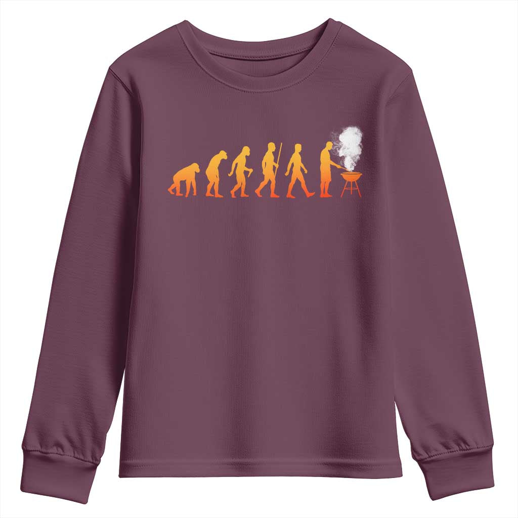 Funny BBQ Youth Sweatshirt Evolution Of Grill Master Grilling Gifts Meat Smoking