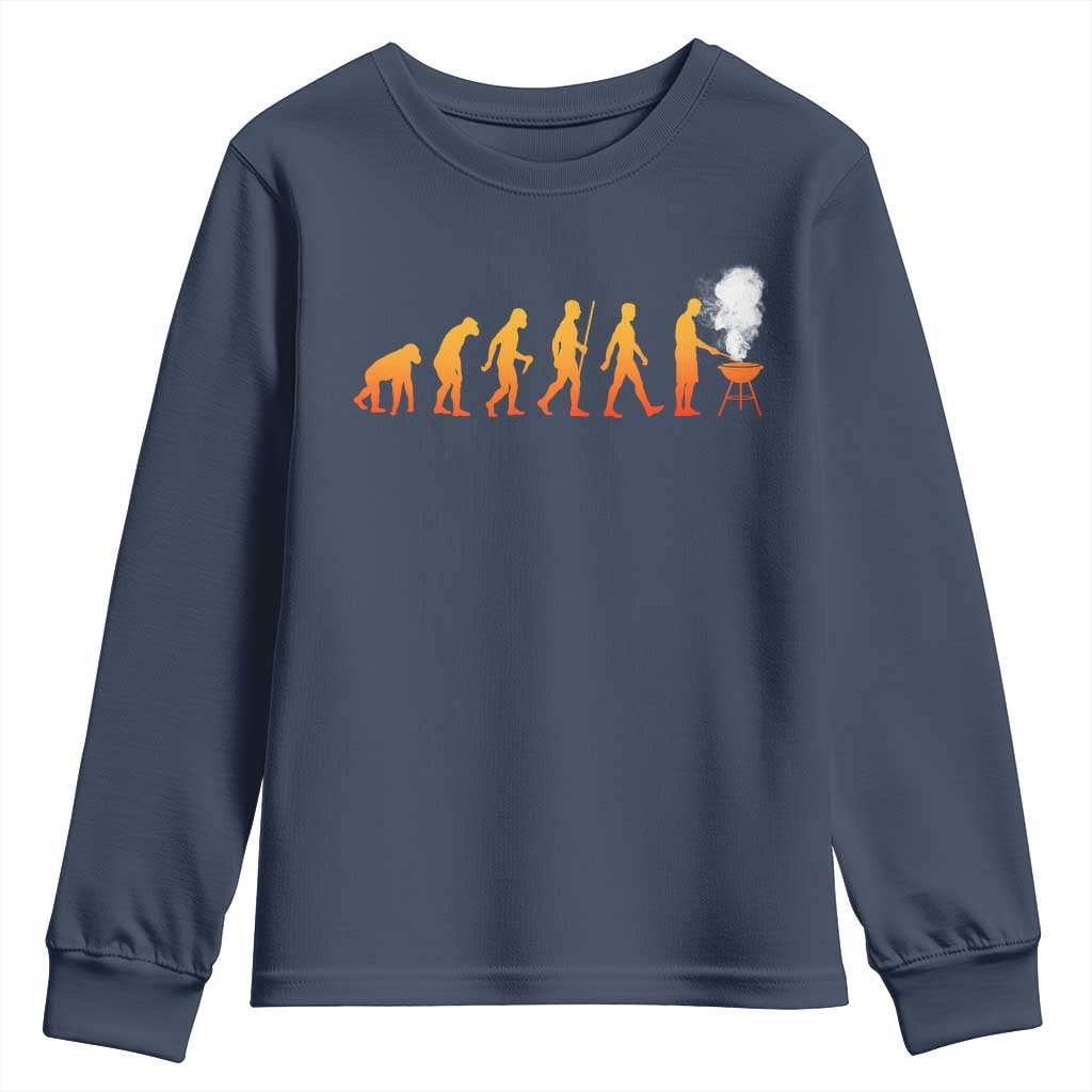 Funny BBQ Youth Sweatshirt Evolution Of Grill Master Grilling Gifts Meat Smoking