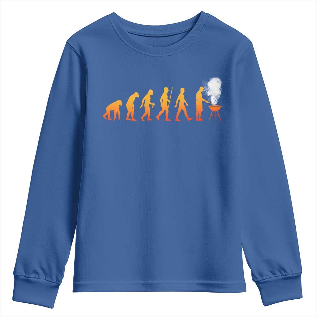 Funny BBQ Youth Sweatshirt Evolution Of Grill Master Grilling Gifts Meat Smoking