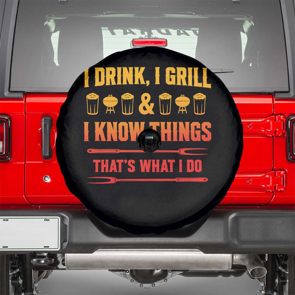 Funny BBQ Beer Lovers Spare Tire Cover I Drink I Grill And I Know Things Bbq Barbecue Beer