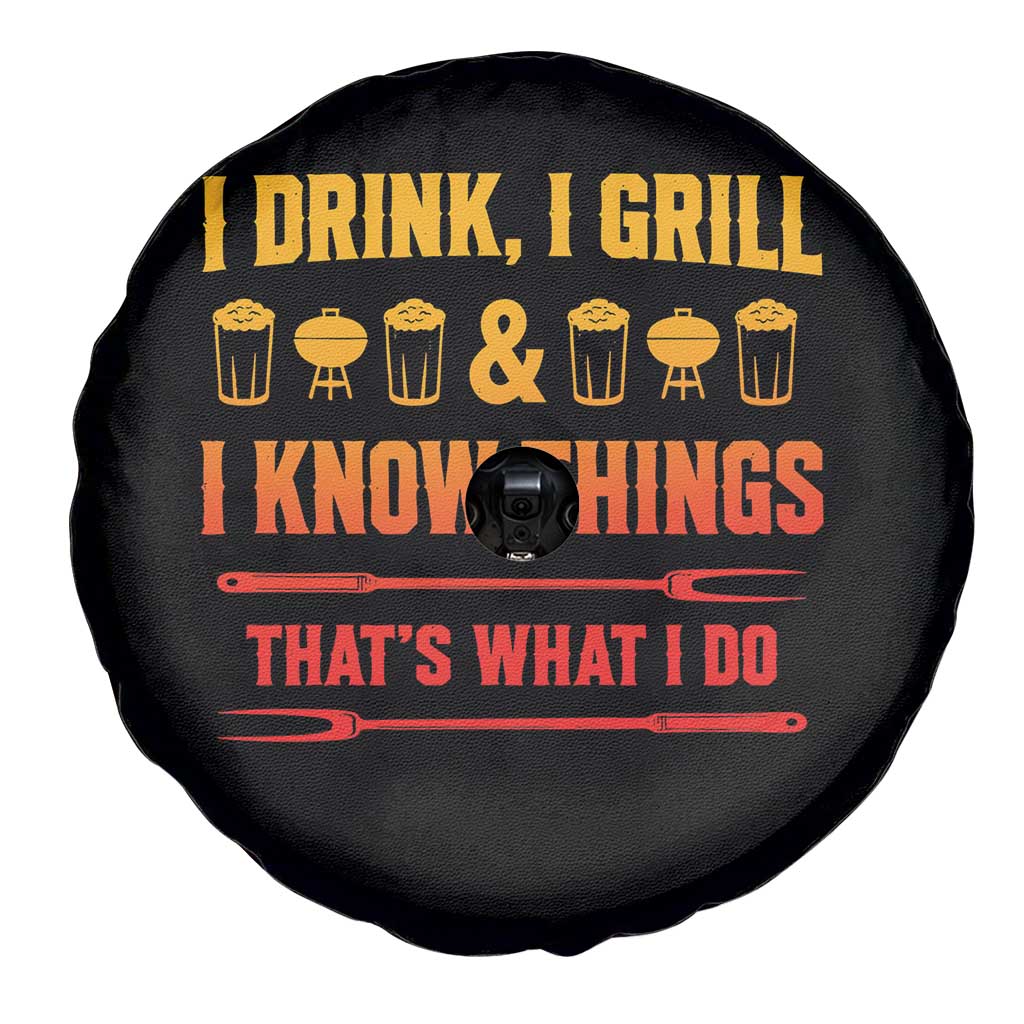 Funny BBQ Beer Lovers Spare Tire Cover I Drink I Grill And I Know Things Bbq Barbecue Beer