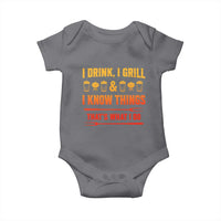 Funny BBQ Beer Lovers Baby Onesie I Drink I Grill And I Know Things Bbq Barbecue Beer