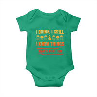 Funny BBQ Beer Lovers Baby Onesie I Drink I Grill And I Know Things Bbq Barbecue Beer