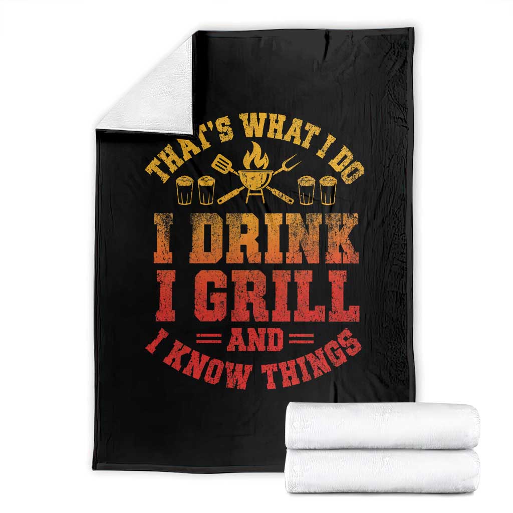 I Drink I Grill Throw Blanket Funny Bbq Grilling Barbecue Beer Lovers