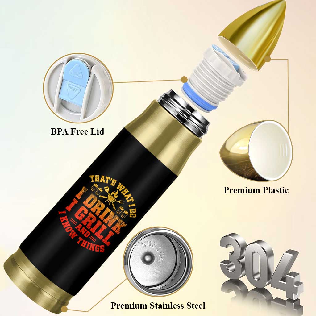 I Drink I Grill Bullet Tumbler Funny Bbq Grilling Barbecue Beer Lovers