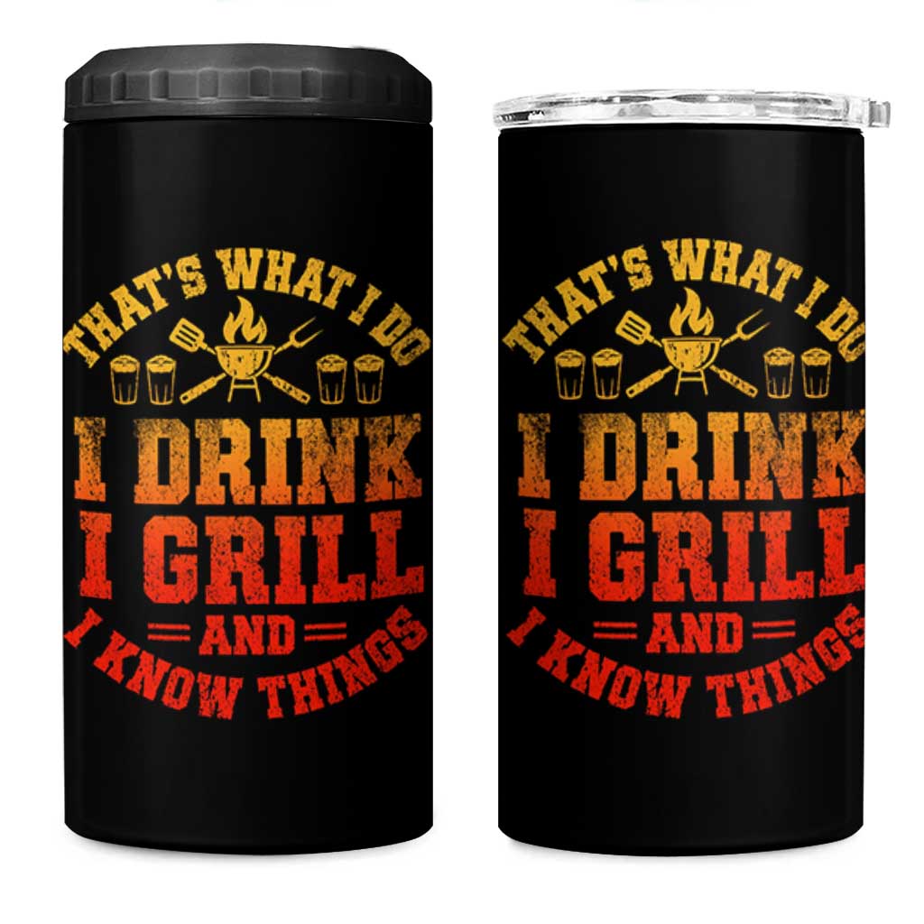 I Drink I Grill 4 in 1 Can Cooler Tumbler Funny Bbq Grilling Barbecue Beer Lovers