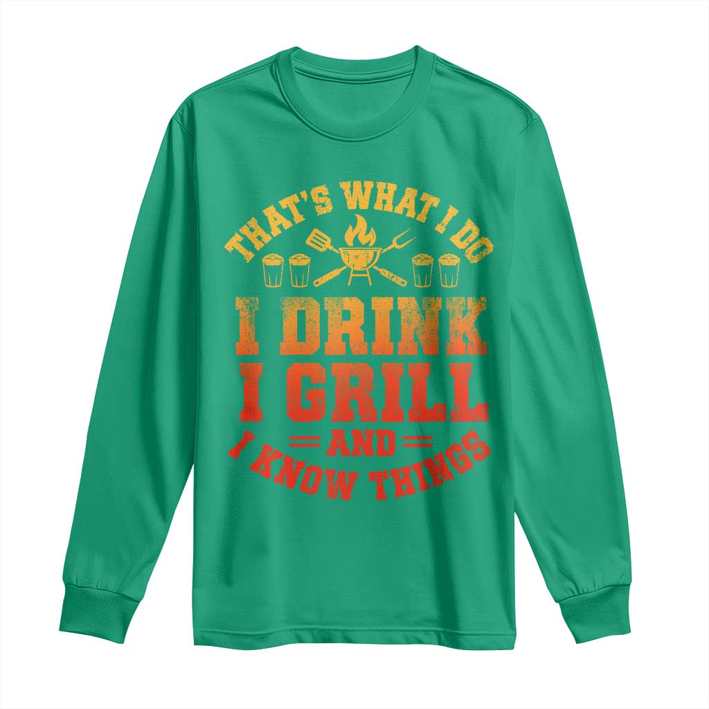 I Drink I Grill Long Sleeve Shirt Funny Bbq Grilling Barbecue Beer Lovers