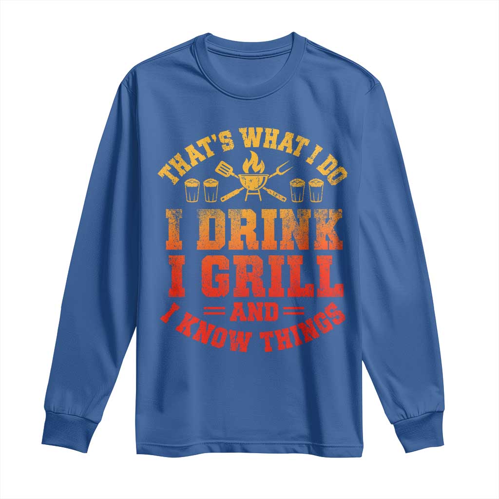 I Drink I Grill Long Sleeve Shirt Funny Bbq Grilling Barbecue Beer Lovers