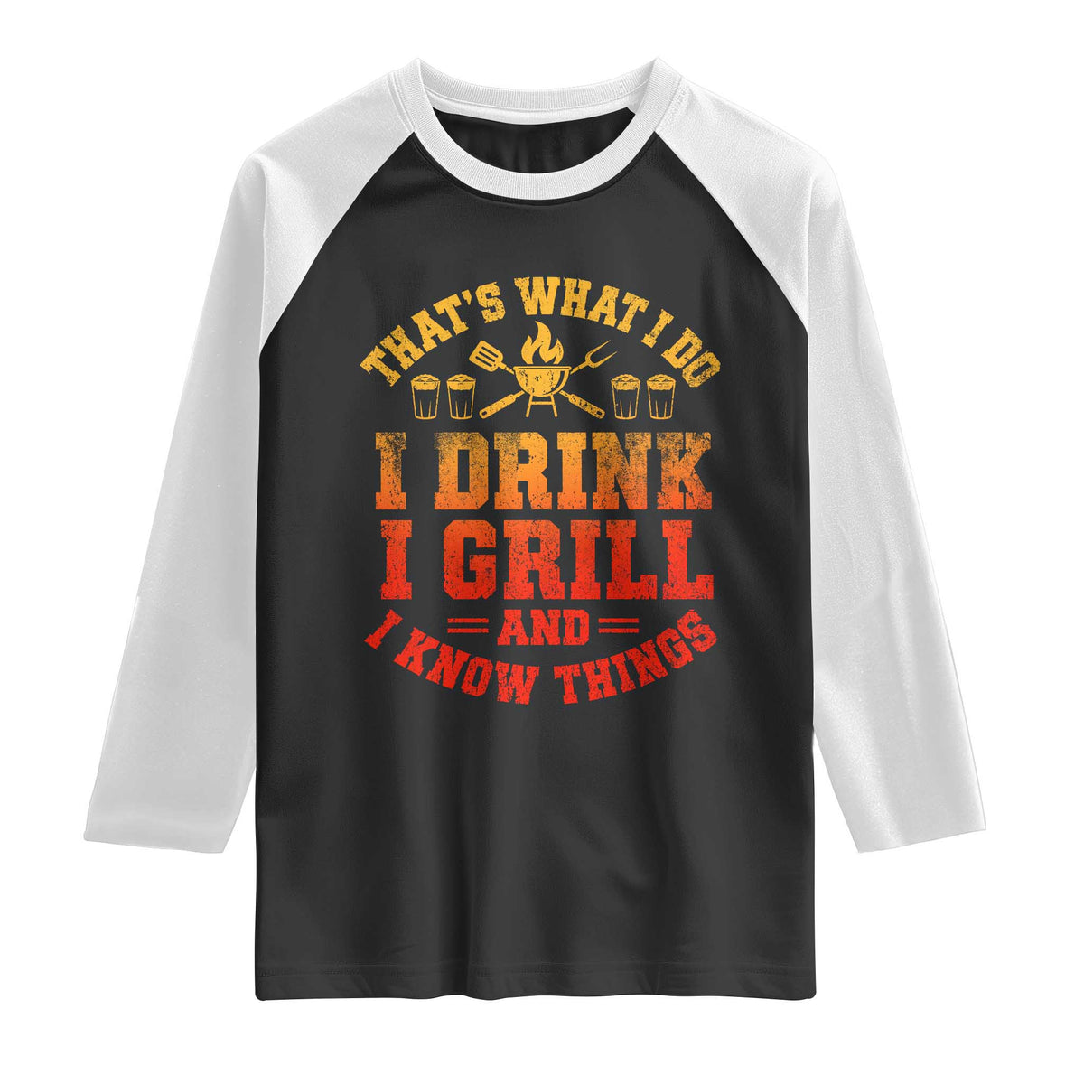 I Drink I Grill Raglan Shirt Funny Bbq Grilling Barbecue Beer Lovers
