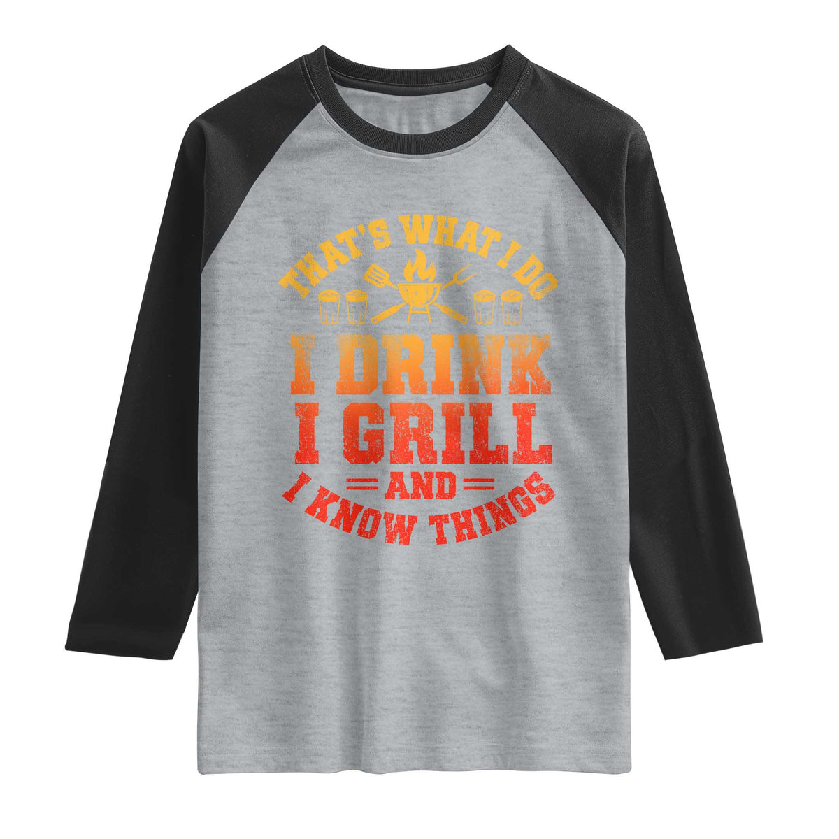 I Drink I Grill Raglan Shirt Funny Bbq Grilling Barbecue Beer Lovers