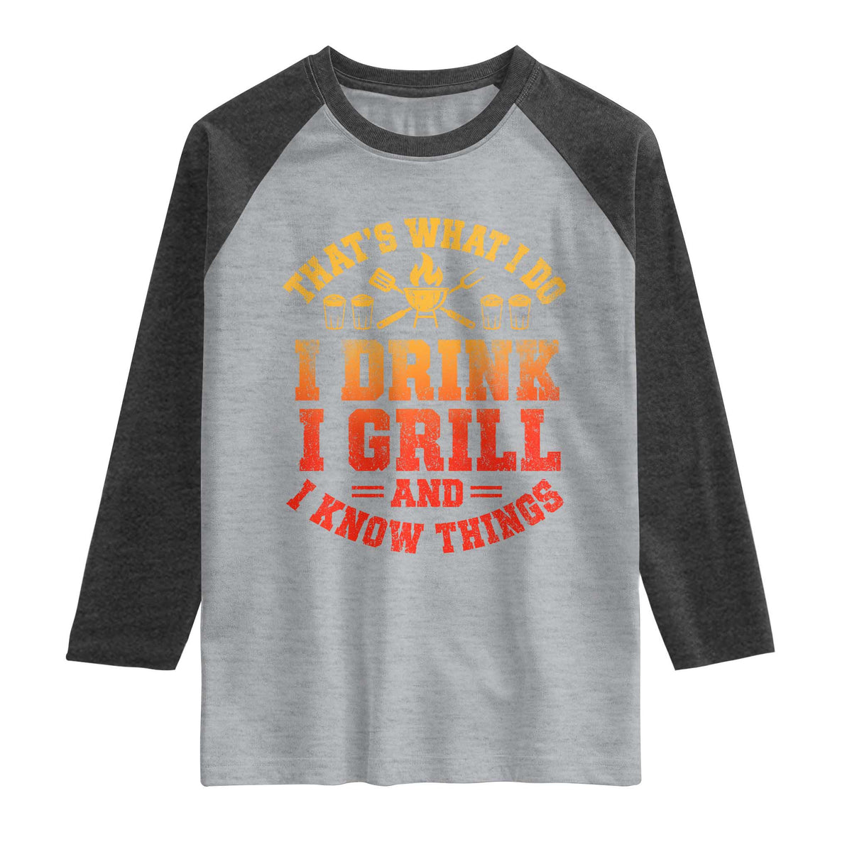 I Drink I Grill Raglan Shirt Funny Bbq Grilling Barbecue Beer Lovers