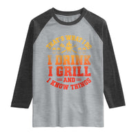 I Drink I Grill Raglan Shirt Funny Bbq Grilling Barbecue Beer Lovers
