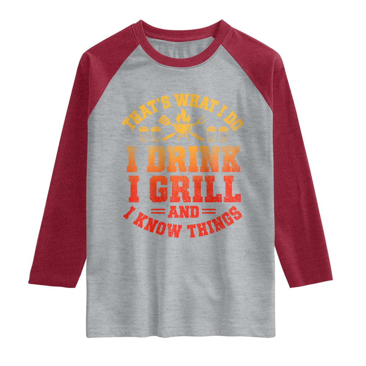 I Drink I Grill Raglan Shirt Funny Bbq Grilling Barbecue Beer Lovers
