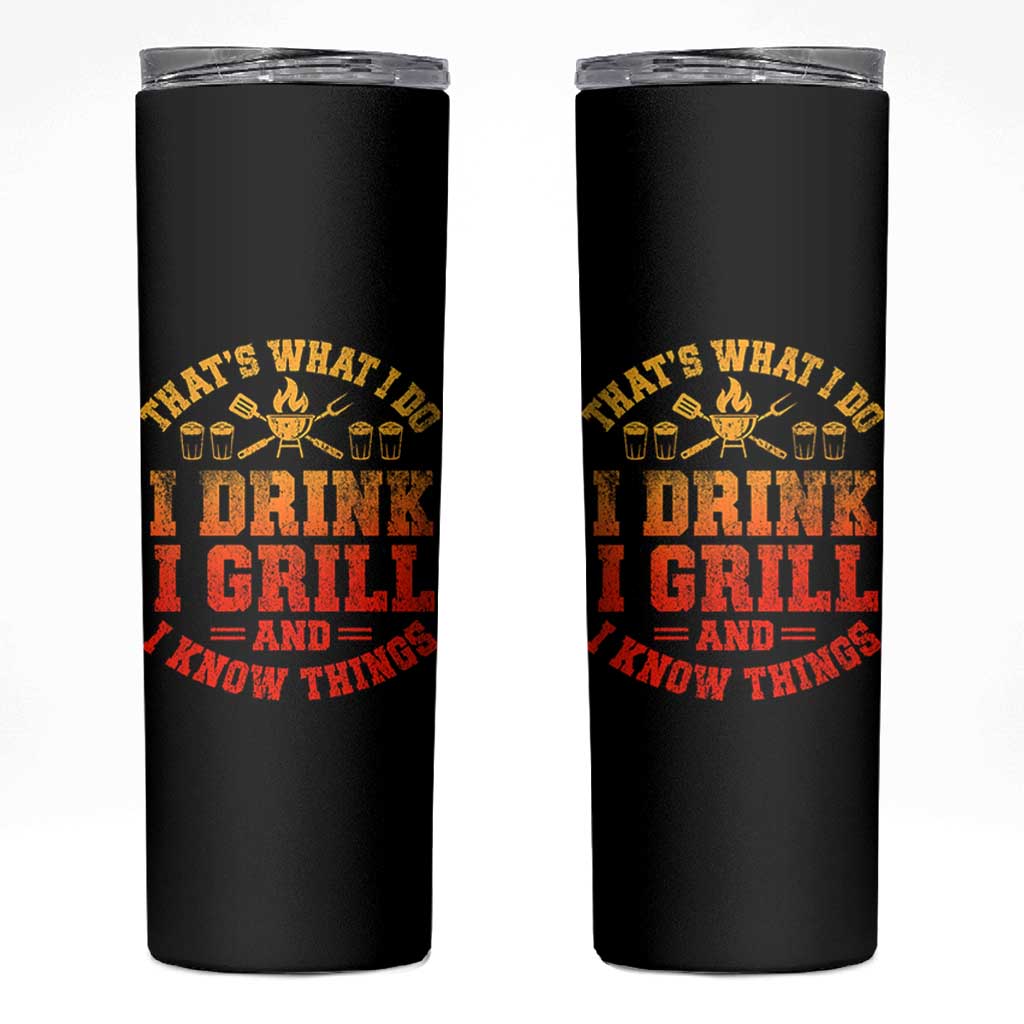 I Drink I Grill Skinny Tumbler Funny Bbq Grilling Barbecue Beer Lovers