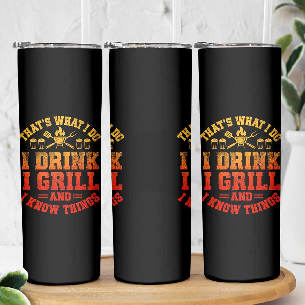 I Drink I Grill Skinny Tumbler Funny Bbq Grilling Barbecue Beer Lovers