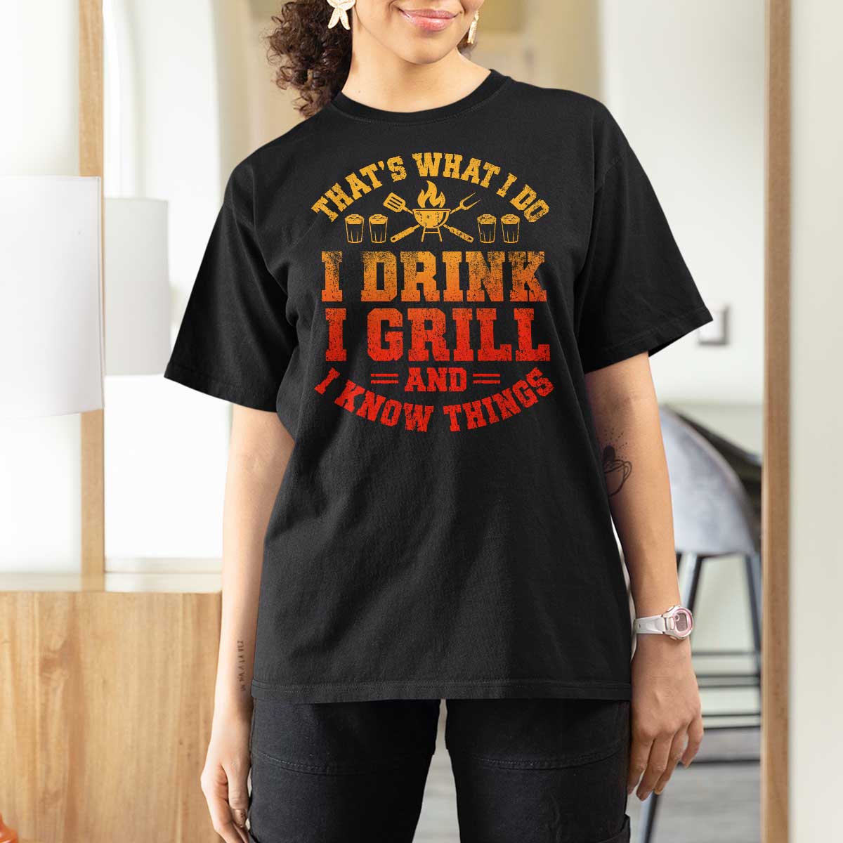 I Drink I Grill T Shirt For Women Funny Bbq Grilling Barbecue Beer Lovers