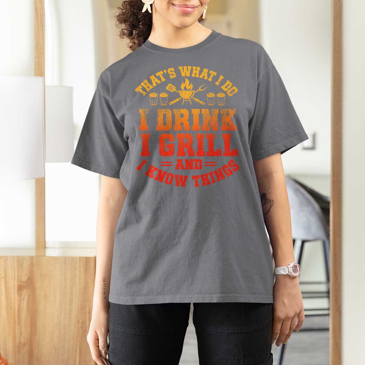 I Drink I Grill T Shirt For Women Funny Bbq Grilling Barbecue Beer Lovers
