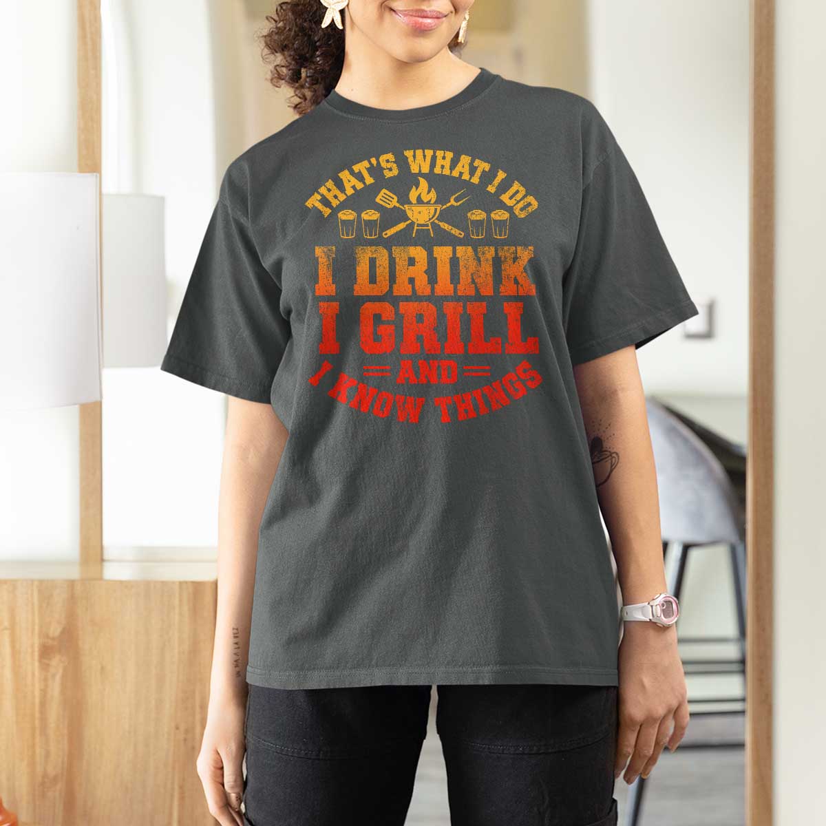 I Drink I Grill T Shirt For Women Funny Bbq Grilling Barbecue Beer Lovers