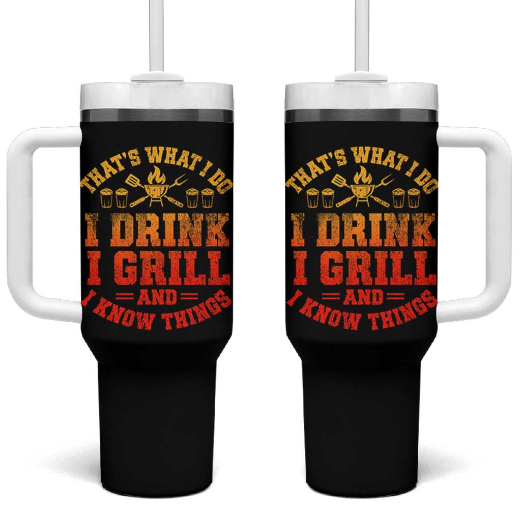 I Drink I Grill Tumbler With Handle Funny Bbq Grilling Barbecue Beer Lovers