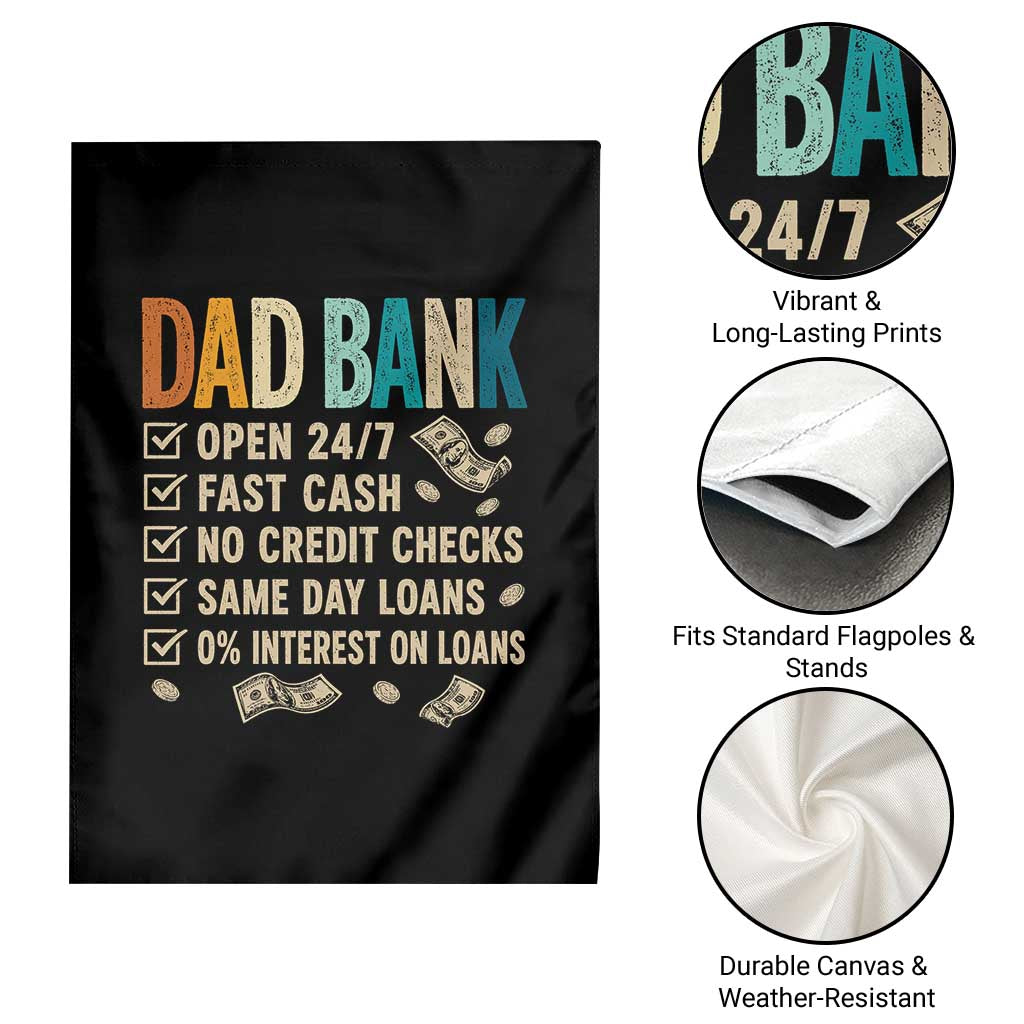 Funny Dad Garden Flag Retro Dad Bank Fathers Day