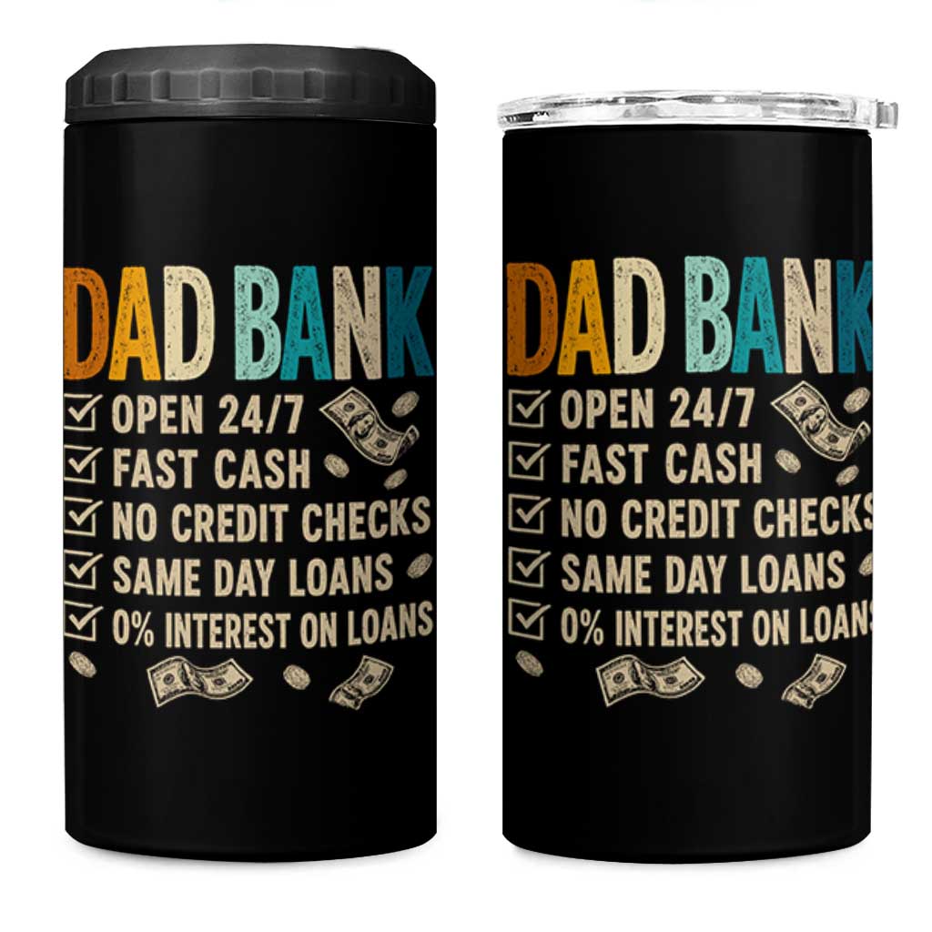 Funny Dad 4 in 1 Can Cooler Tumbler Retro Dad Bank Fathers Day