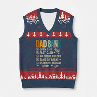 Funny Dad V-Neck Knit Sweater Vest Retro Dad Bank Fathers Day