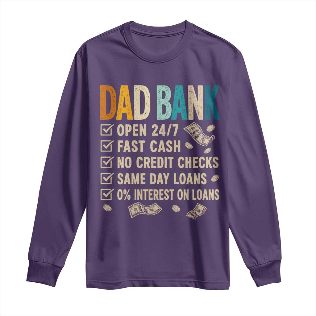 Funny Dad Long Sleeve Shirt Retro Dad Bank Fathers Day