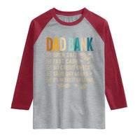 Funny Dad Raglan Shirt Retro Dad Bank Fathers Day