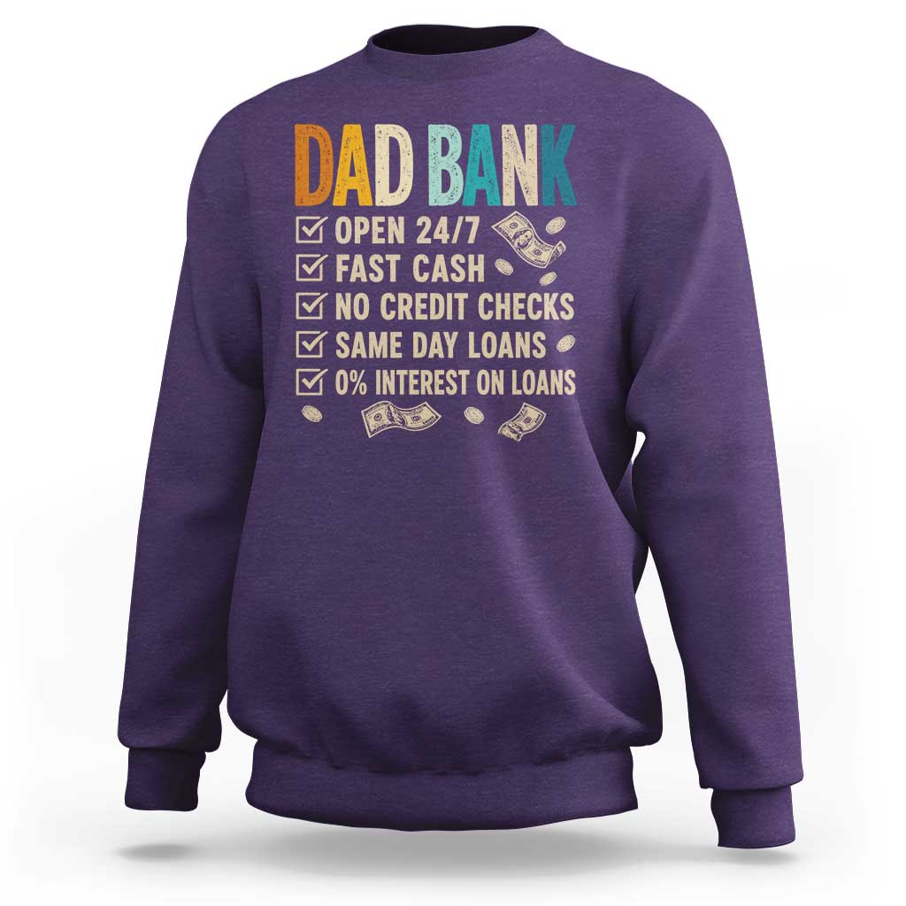 Funny Dad Sweatshirt Retro Dad Bank Fathers Day