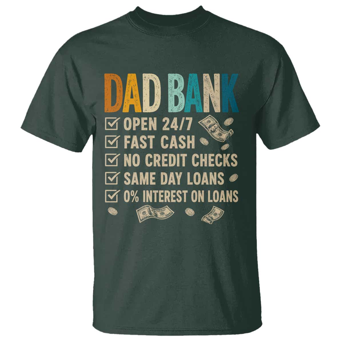 Funny Dad T Shirt Retro Dad Bank Fathers Day