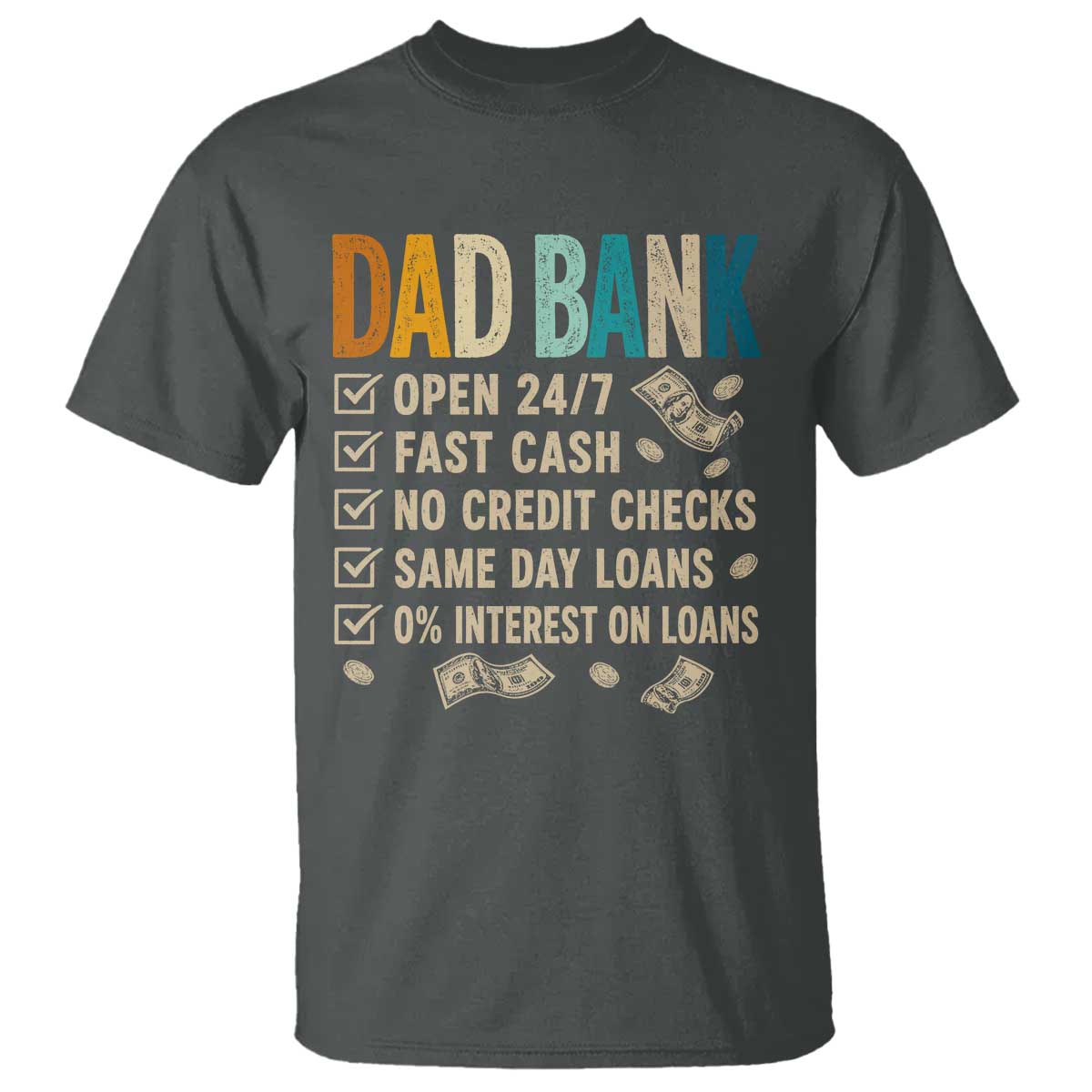 Funny Dad T Shirt Retro Dad Bank Fathers Day
