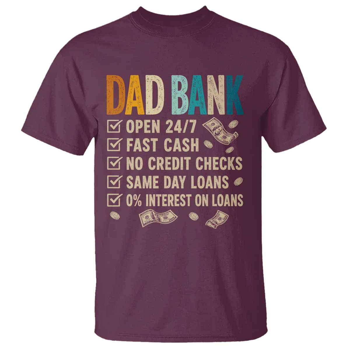 Funny Dad T Shirt Retro Dad Bank Fathers Day