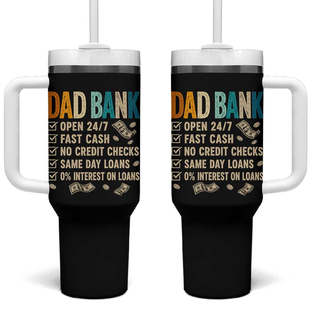Funny Dad Tumbler With Handle Retro Dad Bank Fathers Day
