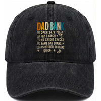 Funny Dad Washed Cotton Baseball Cap Retro Dad Bank Fathers Day