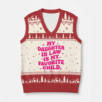My Daughter in Law is My Favorite Child V-Neck Knit Sweater Vest Parents-In-Law Fathers Mothers Day Gifts