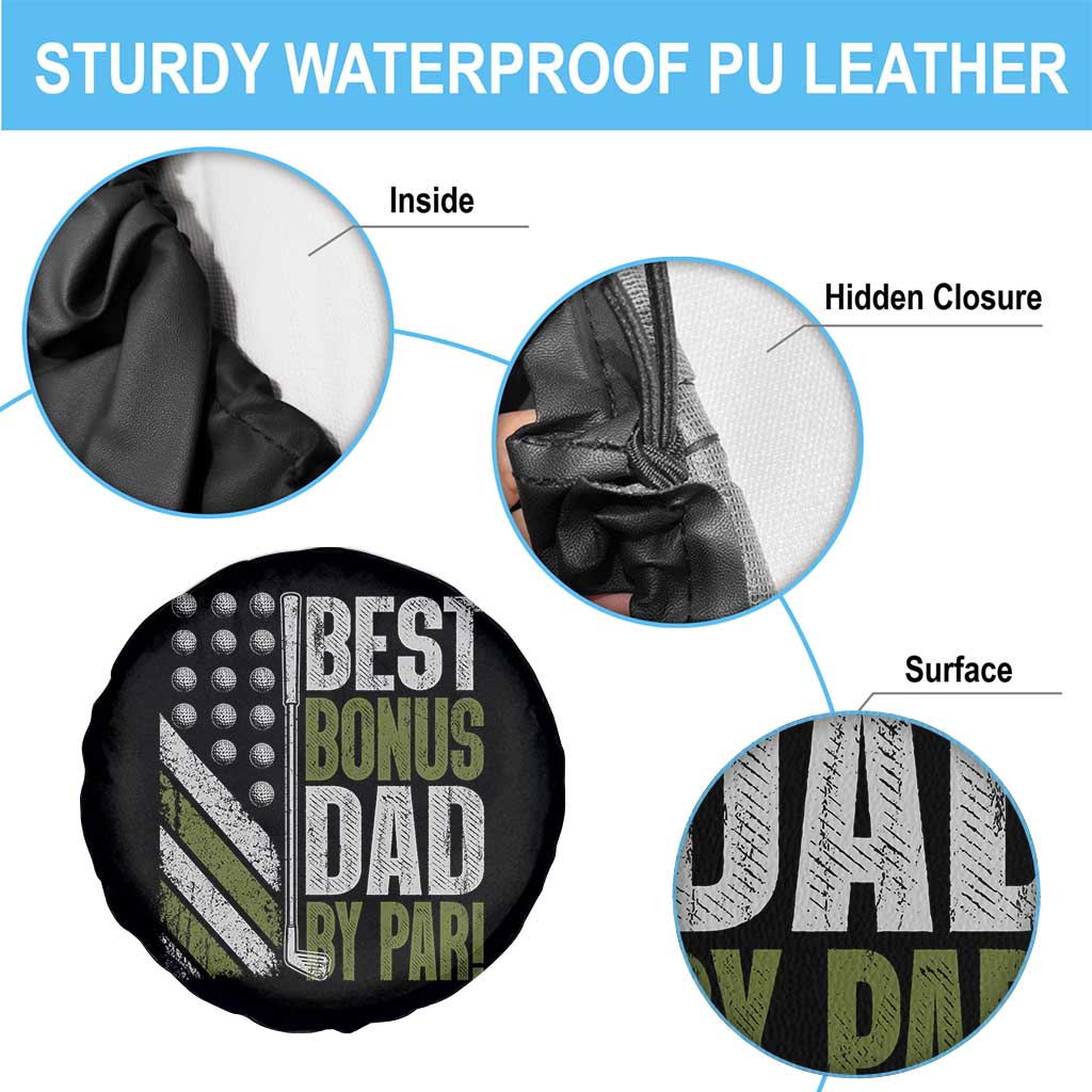 Best Bonus Dad By Par Spare Tire Cover Step Dad Golf American Flag Fathers Day Gift For Golfers